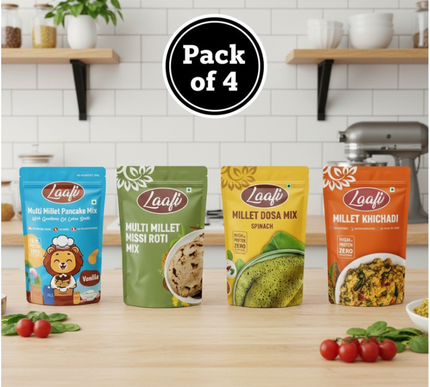 Laafi pancake vanilla, millet dosa, millet missi roti, millet khichadi|
